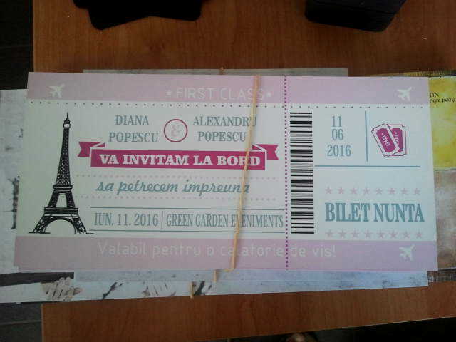 Urmează o călătorie interesantă invitatie nunta bilet calatorie